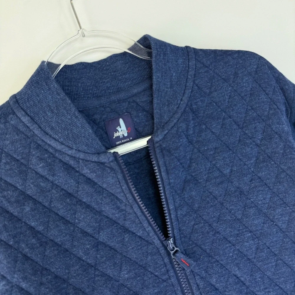 Johnnie-O Bently Quilted Baseball Jacket Mens Medium Wake Blue JMJK1830